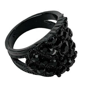 GUESS Jet Black Crystal Accent Ring Size 8